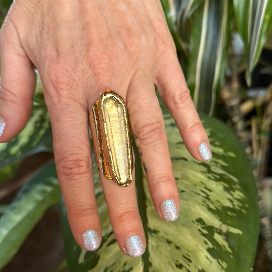 Angel Aura Lemurian Quartz Ring #36