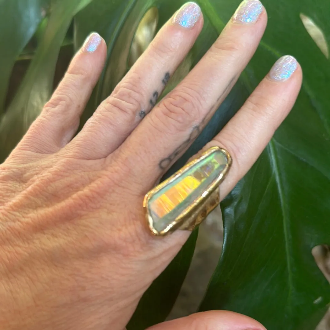 Angel Aura Lemurian Quartz Ring #6