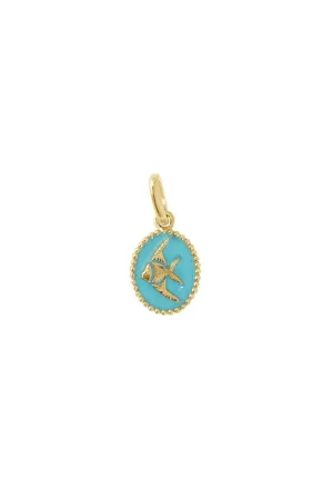 Angelfish Resin Yellow Gold Pendant - Turq