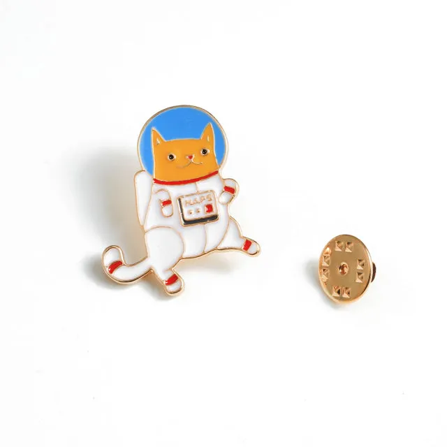 Animals Enamel Pins Dinosaur Astronaut