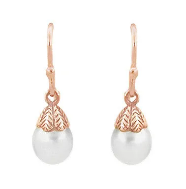 Art Deco Pearl Drop 14 Karat Rose Gold Earrings