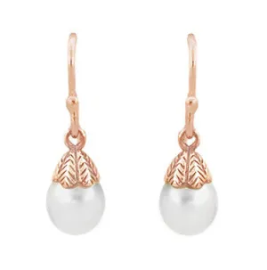 Art Deco Pearl Drop 14 Karat Rose Gold Earrings