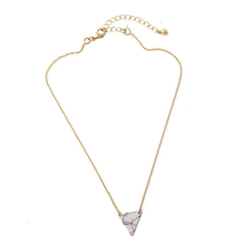 Artificial Marble Triangle Pendant Multi-Layer Necklaces Charm Jewelry KMOS0400