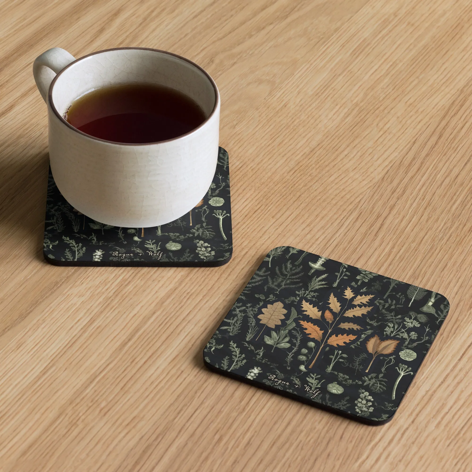 Autumn Memoir Coaster - Witchy Gothic Drinkware Table Setup - Dark Academia Botanical Kitchen Home Decor - Goth Christmas Gifts