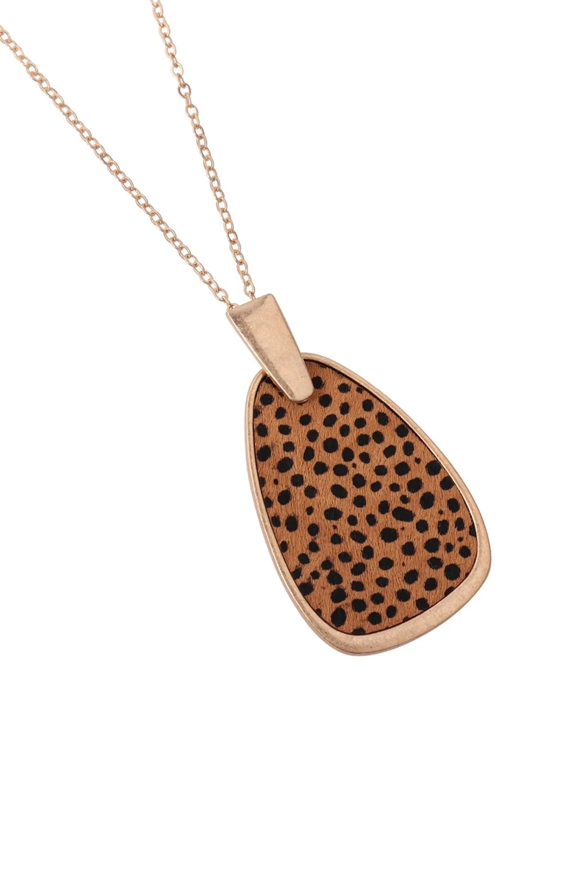 B4n2692x - Geometric Shape W/ Real Calf Hair Pendant Necklace