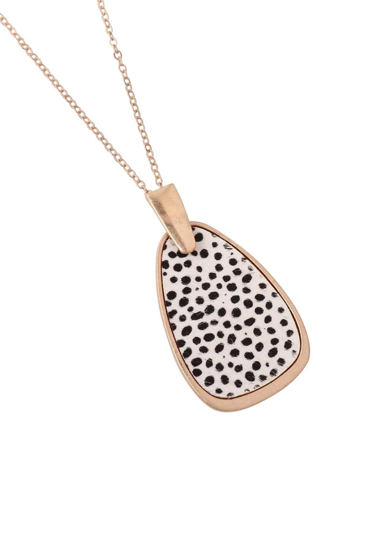 B4n2692x - Geometric Shape W/ Real Calf Hair Pendant Necklace