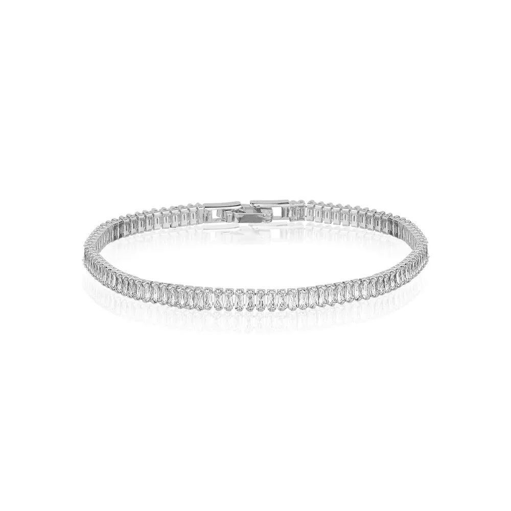 Baguette Classic Tennis Bracelet Silver