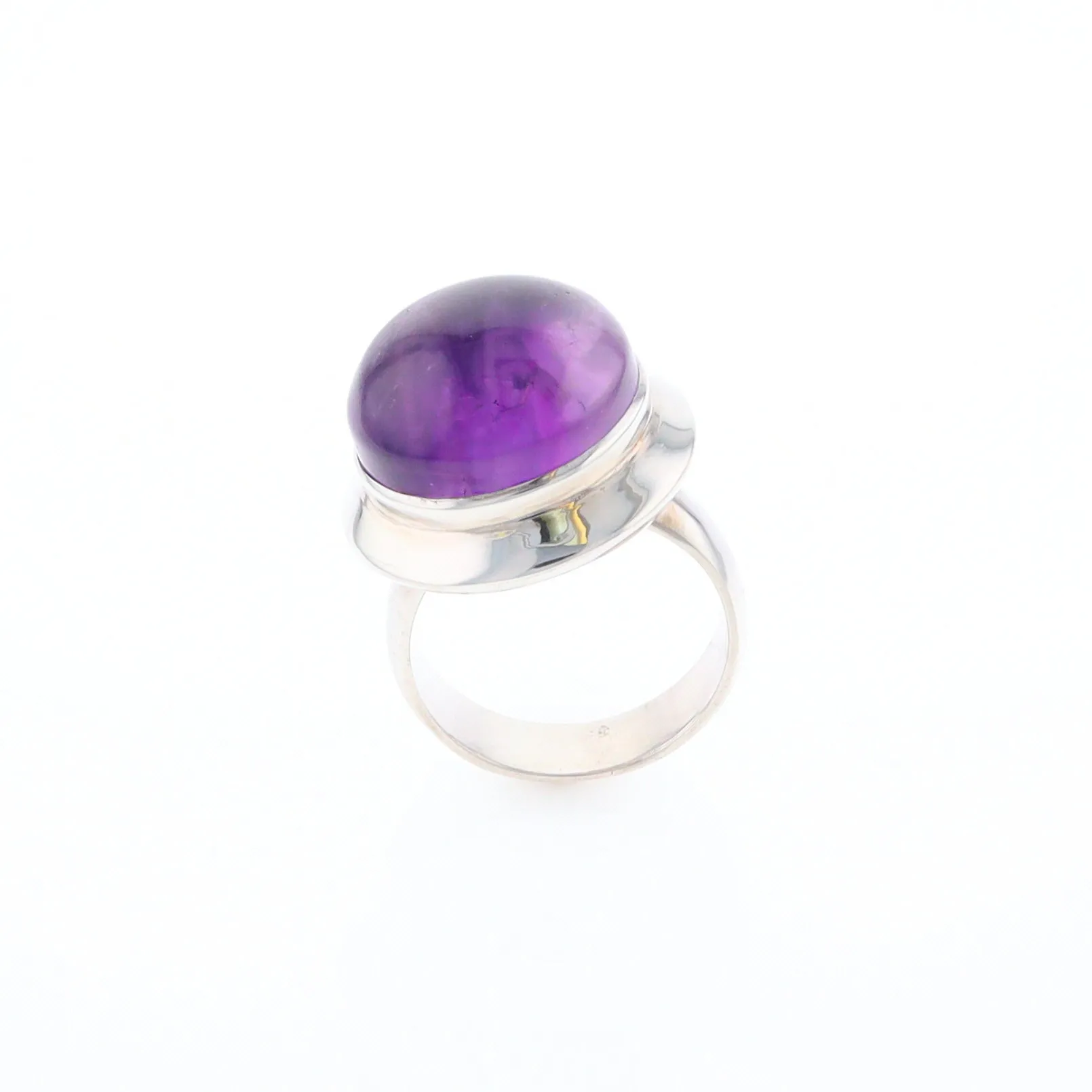 Bezel Set Cabochon Amethyst Ring