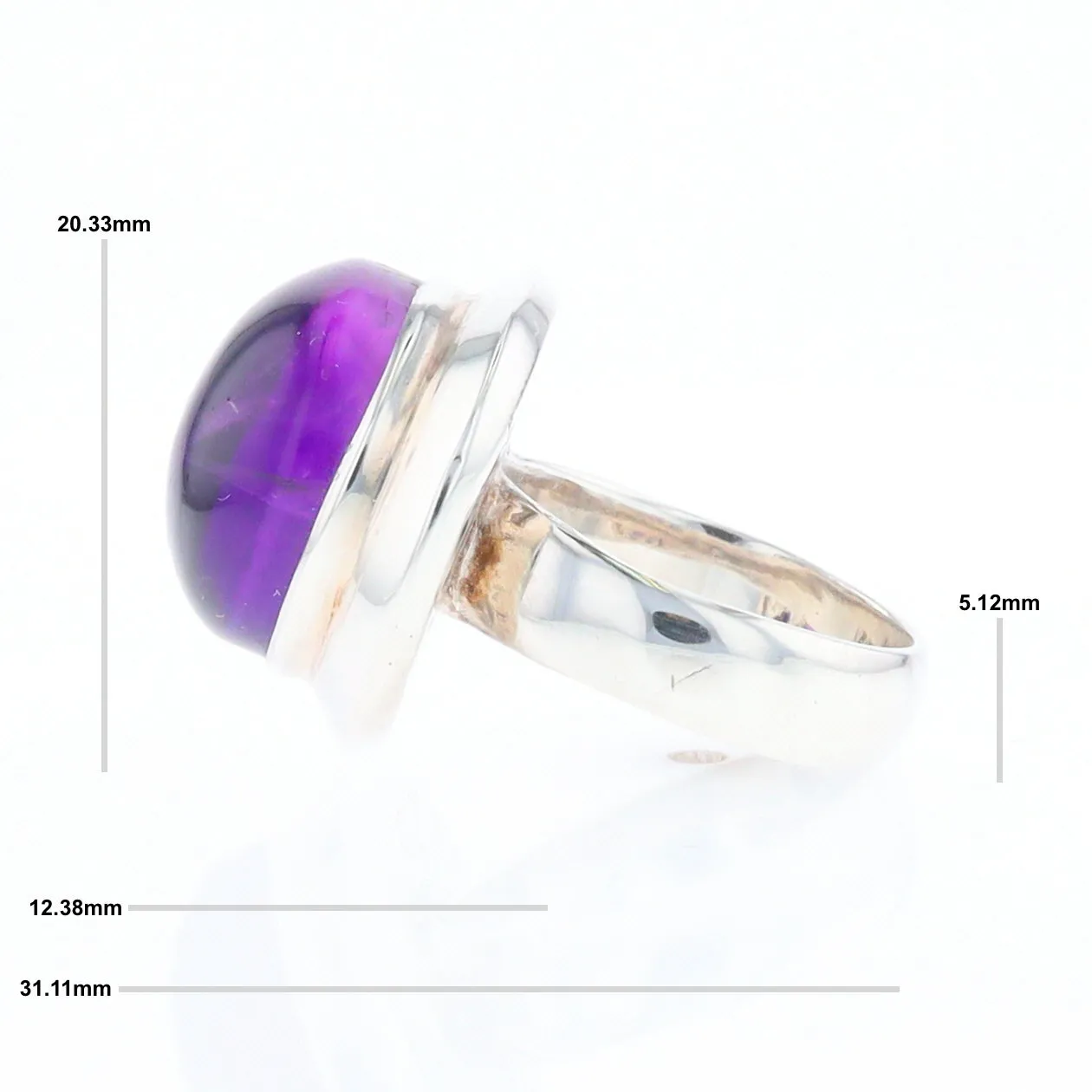 Bezel Set Cabochon Amethyst Ring