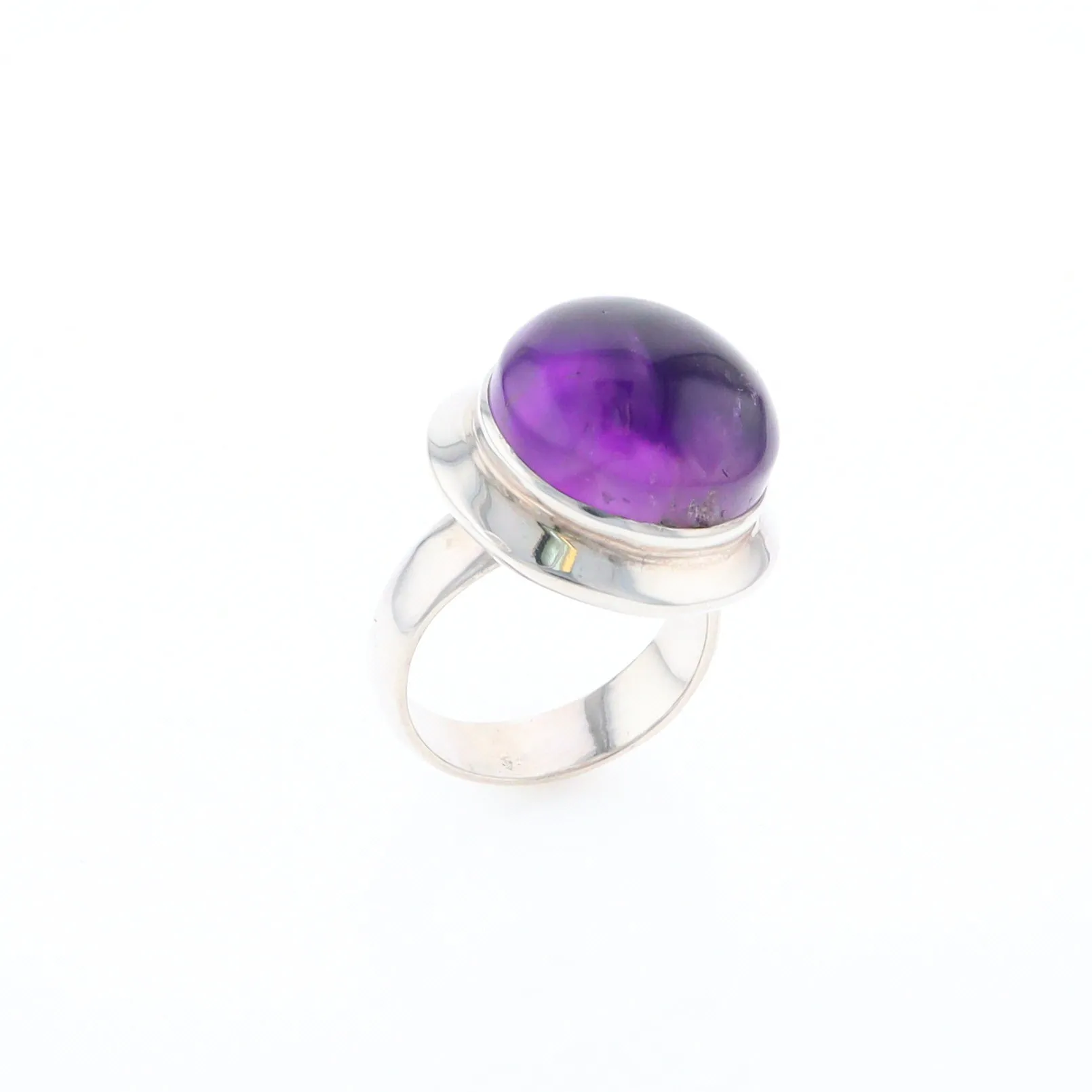 Bezel Set Cabochon Amethyst Ring