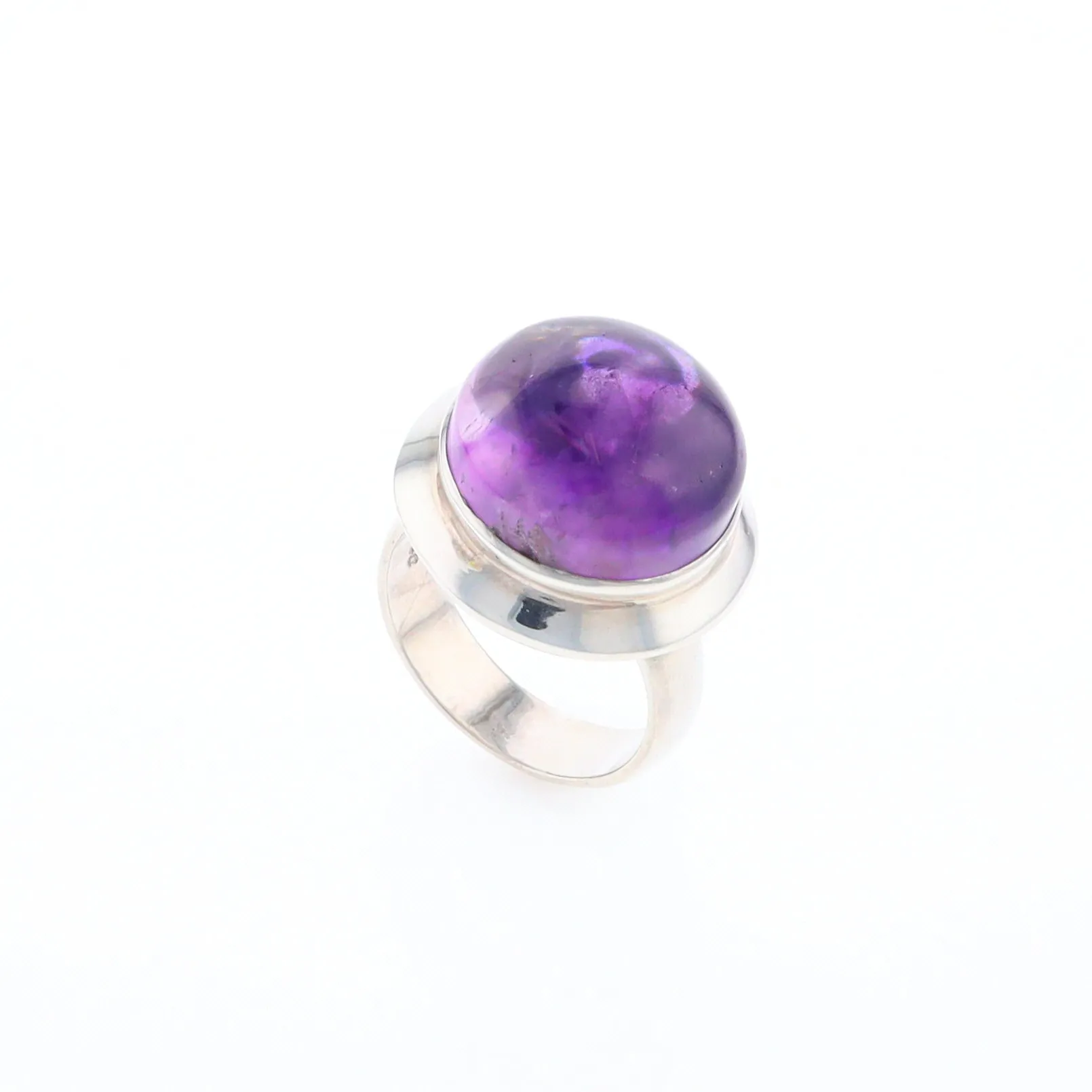 Bezel Set Cabochon Amethyst Ring