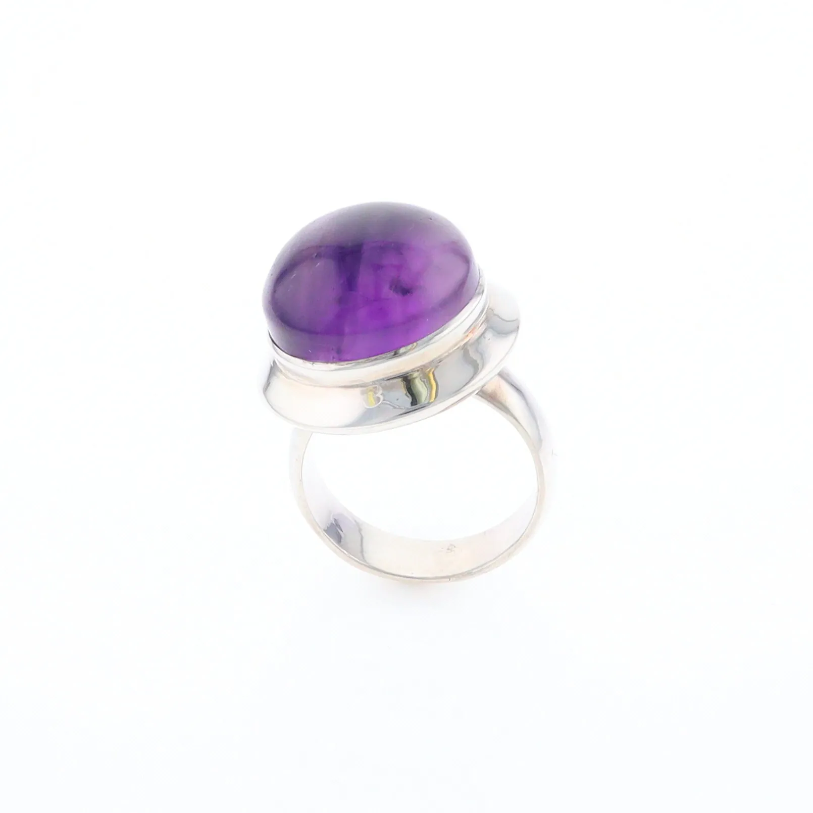 Bezel Set Cabochon Amethyst Ring