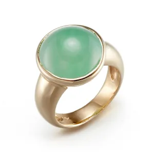 Bezel-Set Green Jade Ring