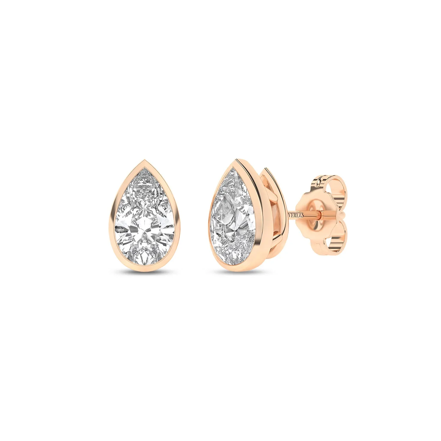 Bezel-Set Pear Studs