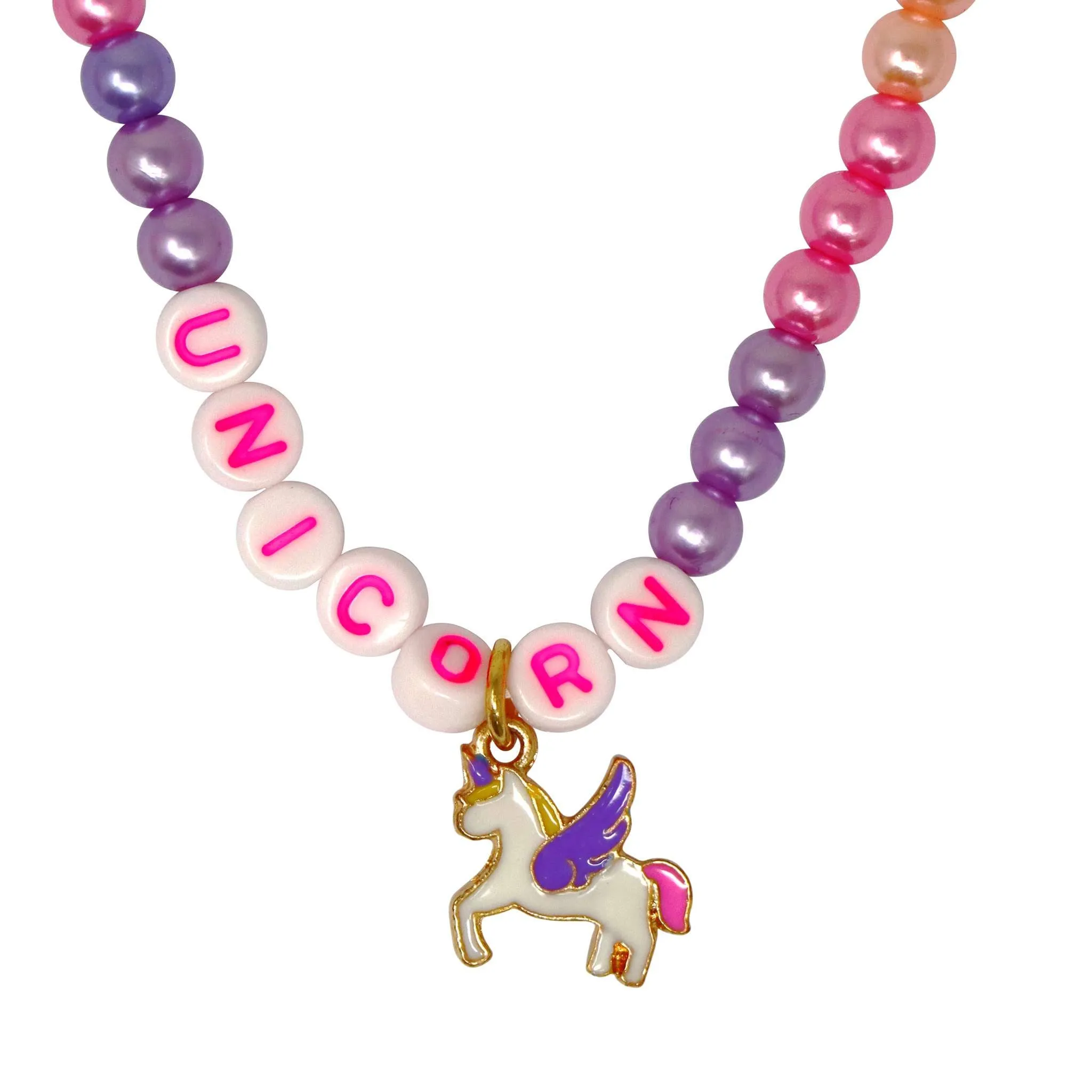 BFF Unicorn Rainbow Pearl Necklace Set