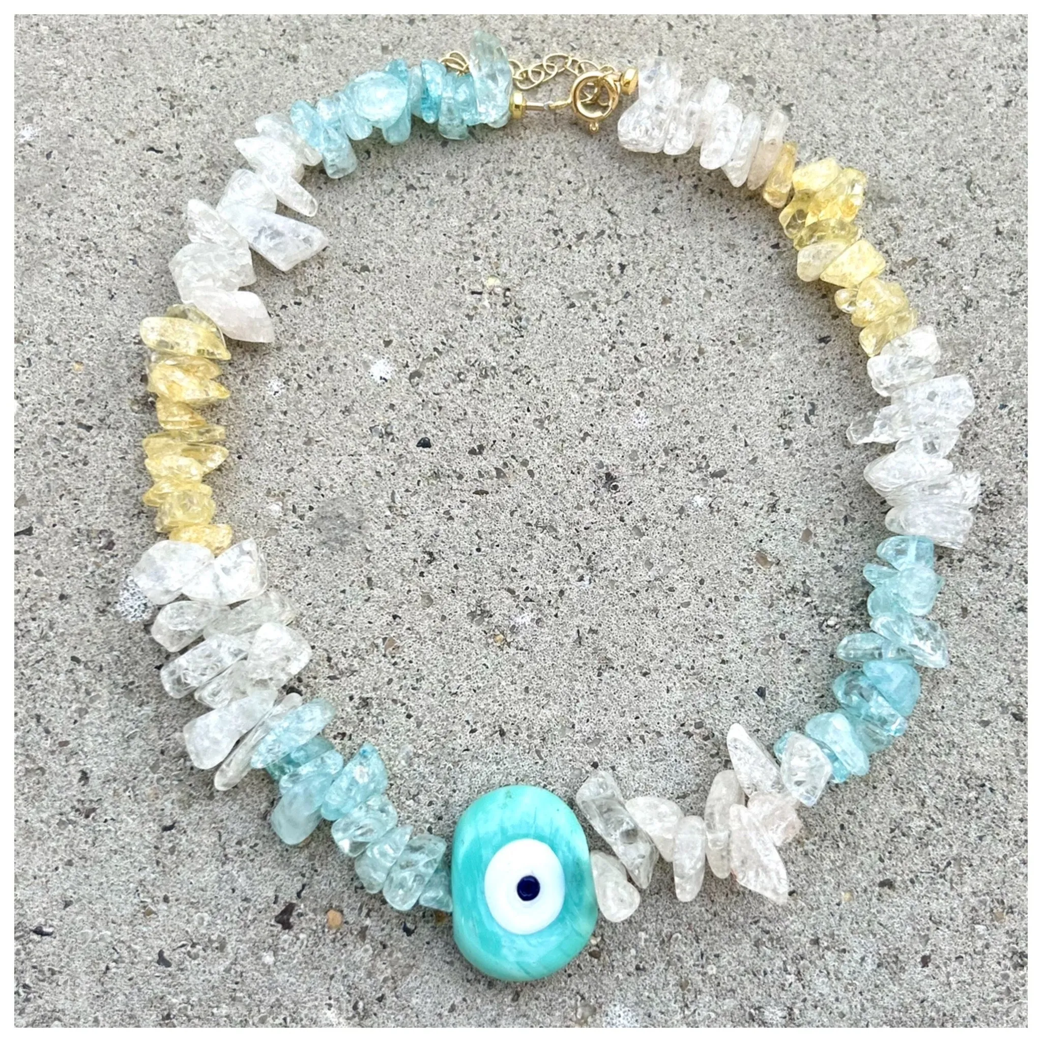 Biggie Aqua Nazar Mixed Pastel Nuggets Necklace