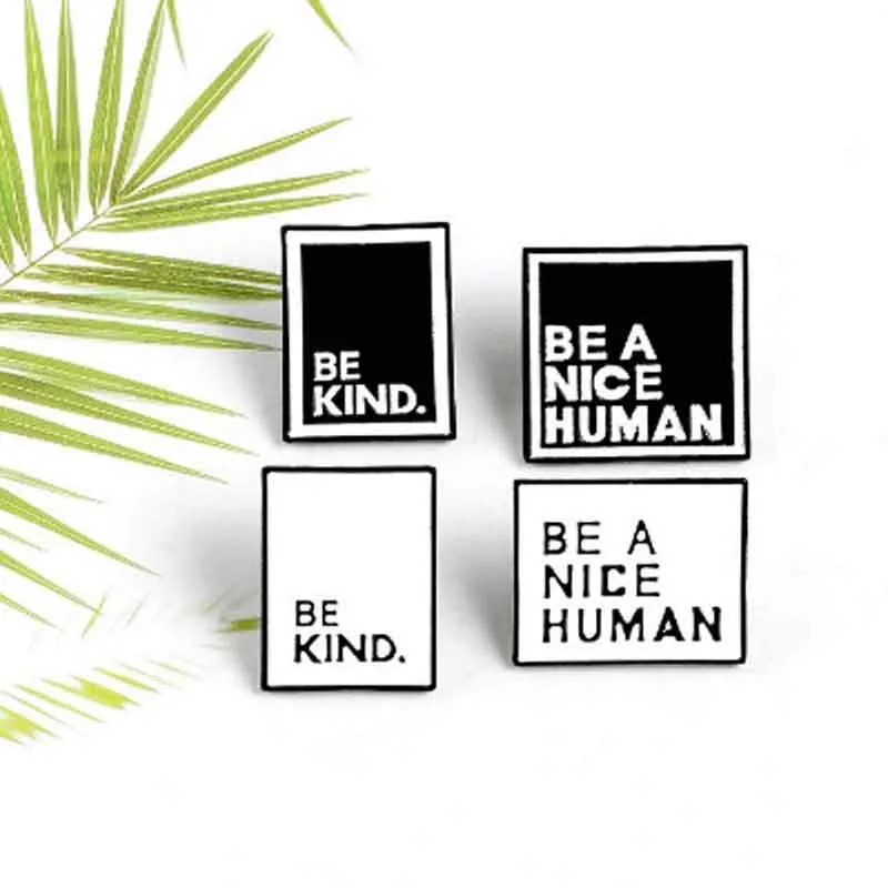 Black Enamel Pin 'Be A Nice Human' | Fun Quote Pins