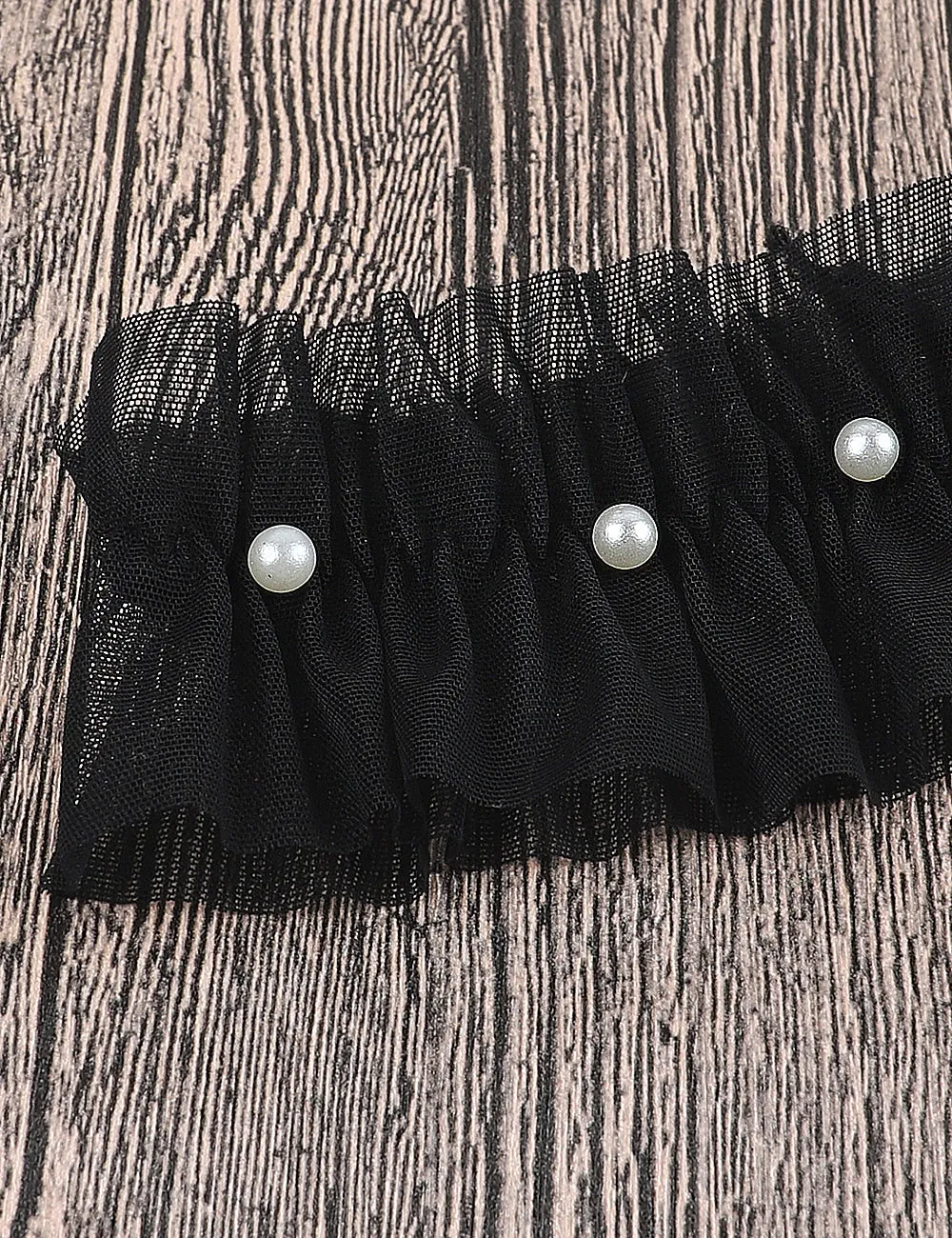 Black Mesh Leg Rings With Imitation Pearls