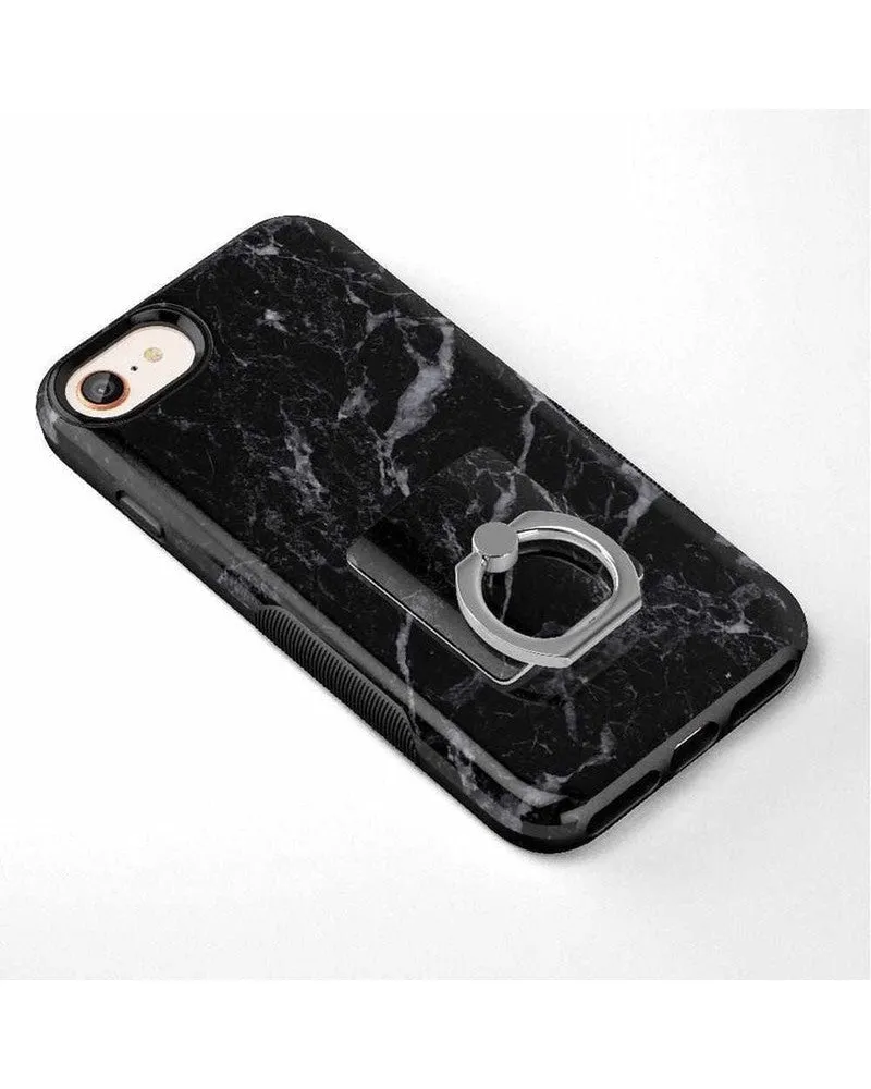 Black Pearl | Classic Black Marble Phone Ring