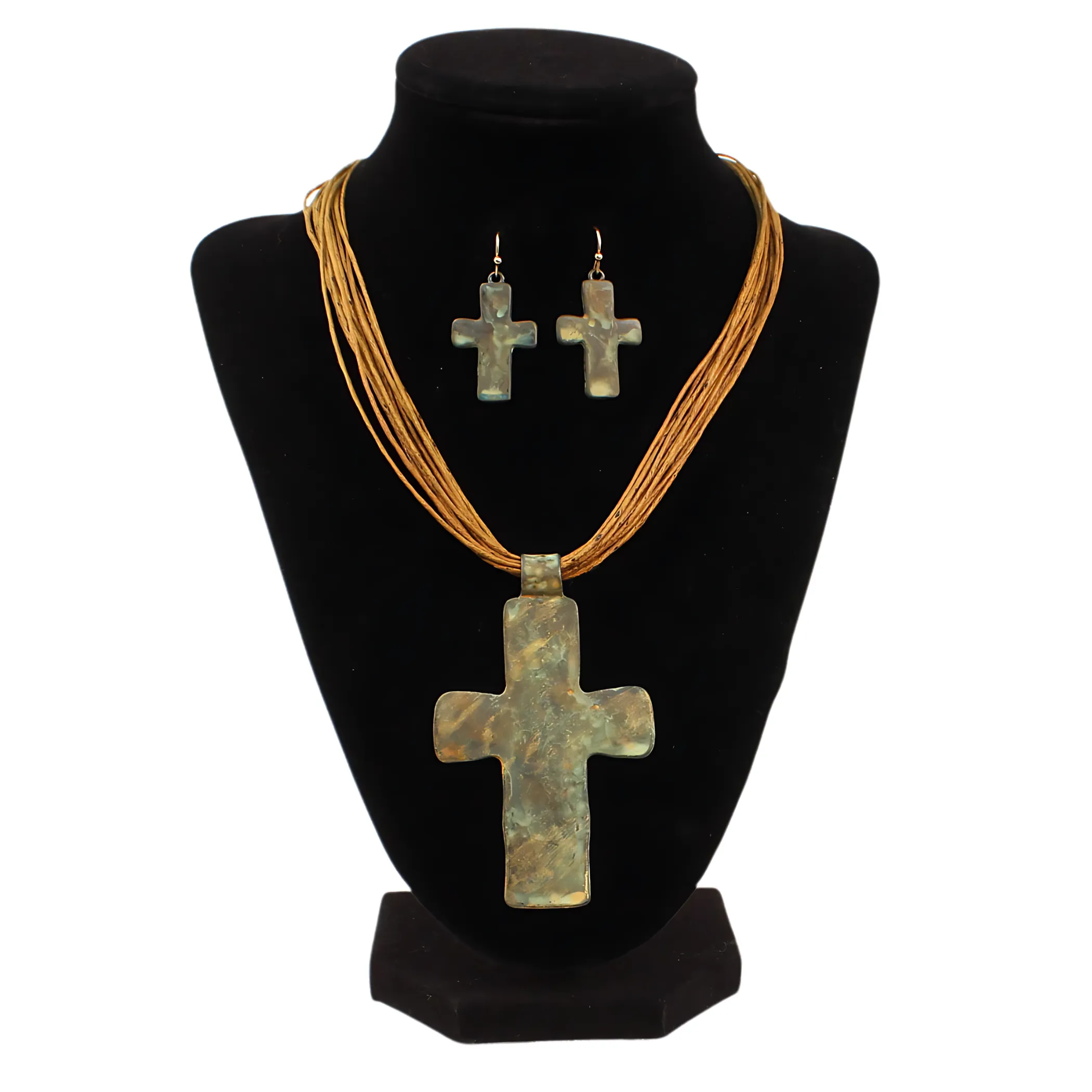 Blazin Roxx Large Patina Cross Pendant Jewelry Set