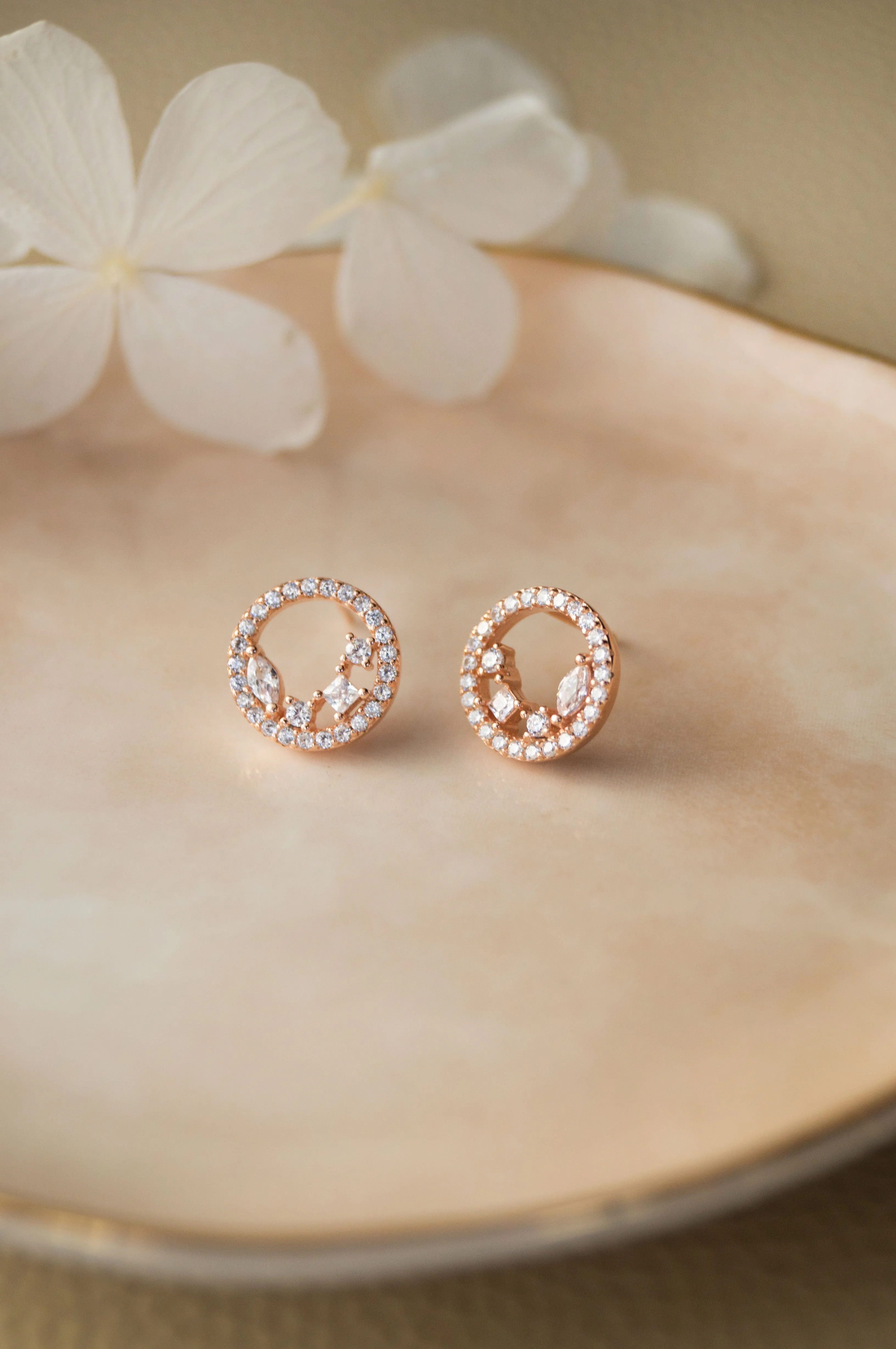 Blossom Circle Sterling Silver Stud Earrings