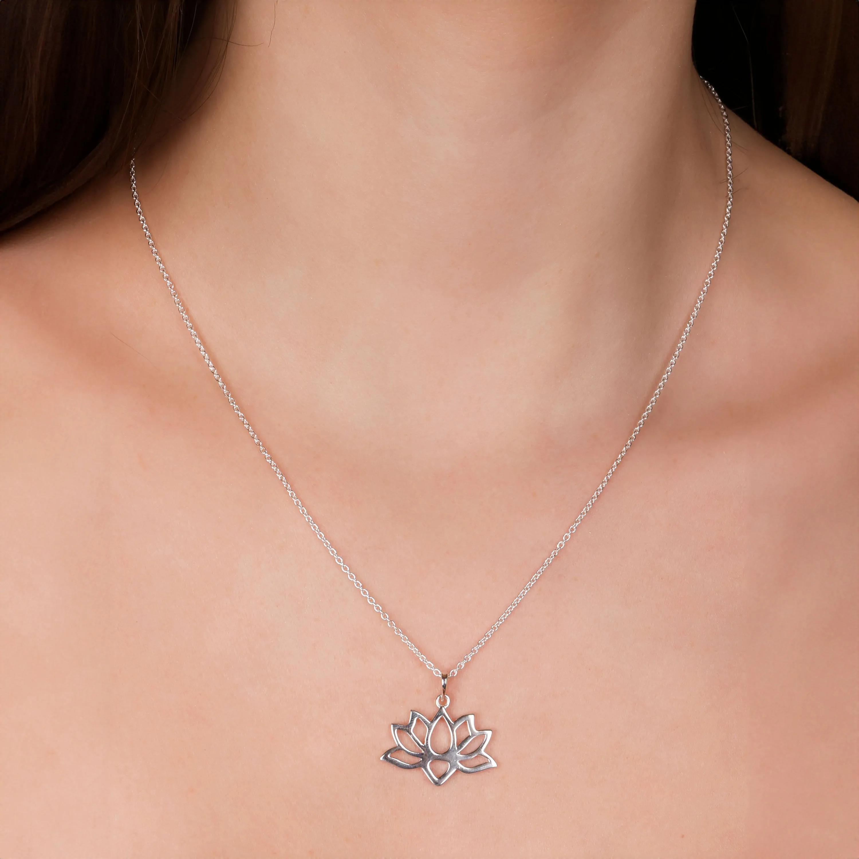 Blossom Open Lily Flower Zen Lotus Pendant Necklace Sterling Silver for Teens Yogi