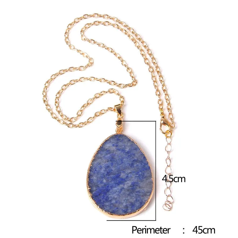 Blue black pink Natural druzy quartz crystal agates gem stone necklace metal chain men women necklace jewelry gift wholesale