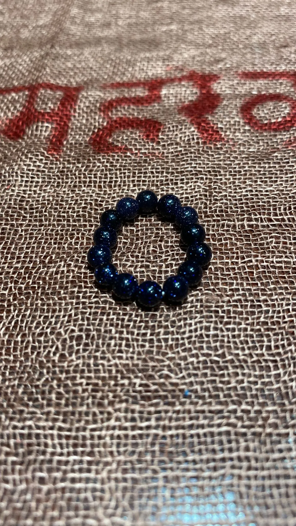 Blue Sunstone Beaded Ring