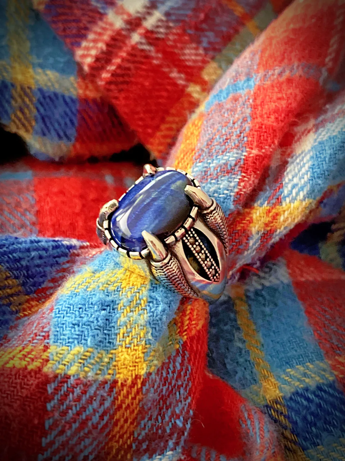 Blue Tiger Eye Claw Ring