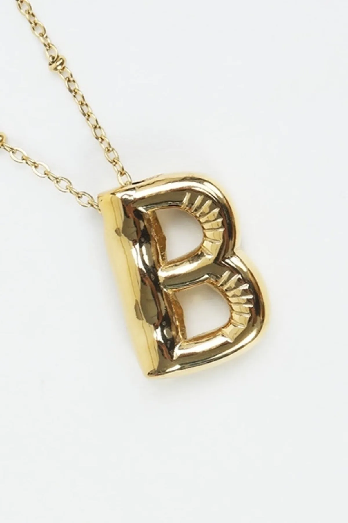 Bubble "B" Gold Initial Necklace