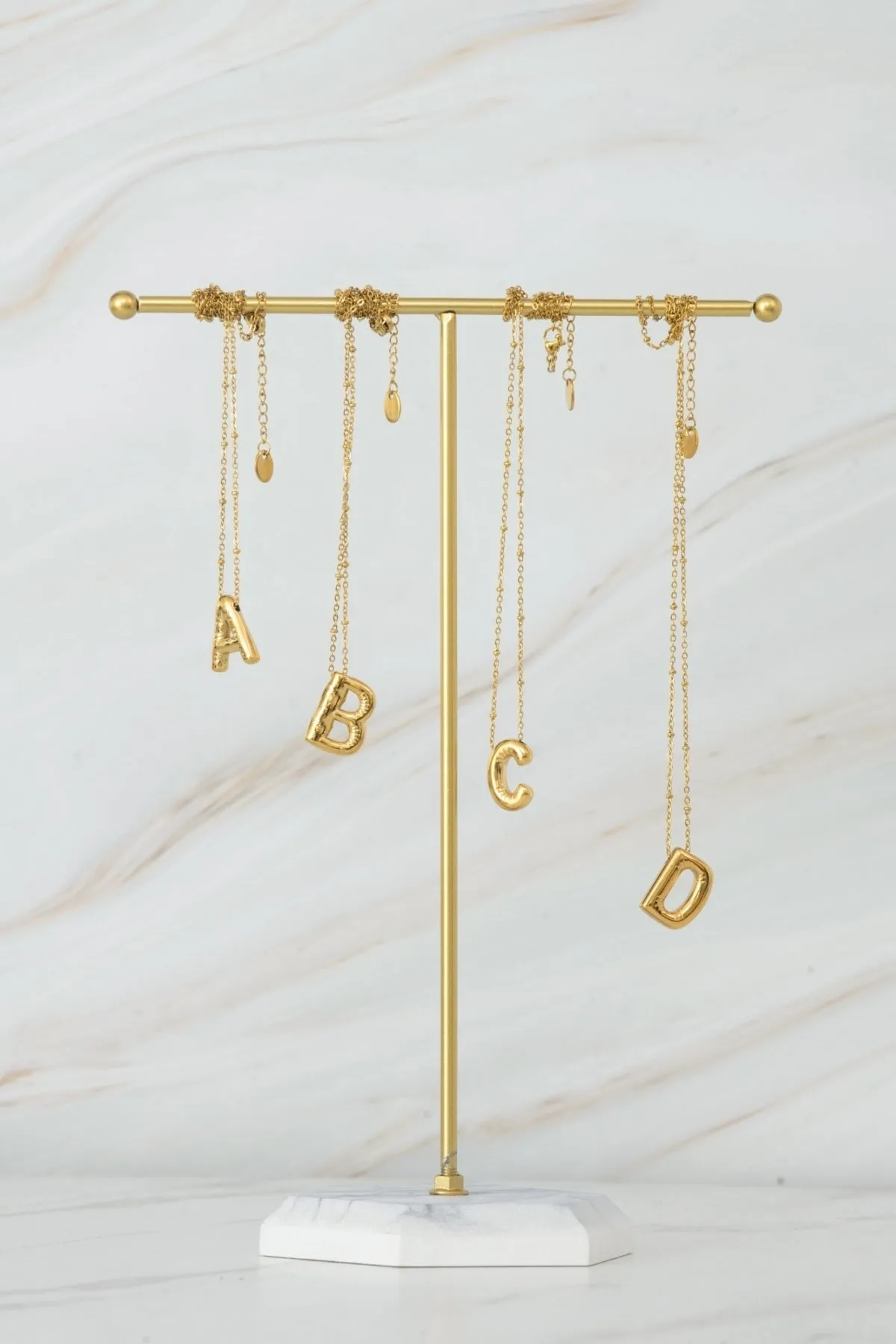 Bubble "B" Gold Initial Necklace