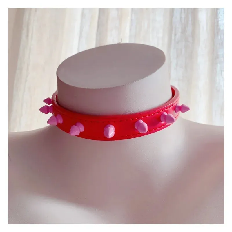 Candy Pink Spiked Choker