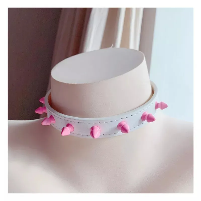 Candy Pink Spiked Choker