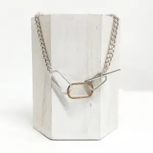 Chain Link Necklace with Toggle Clasp in Silver