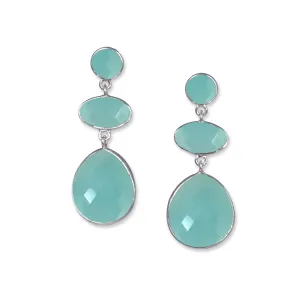 Checkerboard Chalcedony Drop Earrings