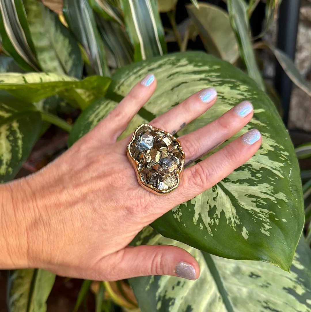 Chunky Pyrite Ring #50