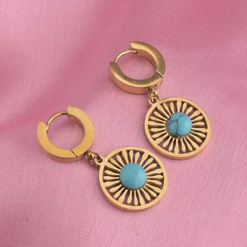 Circular Sunburst Hoop Earrings