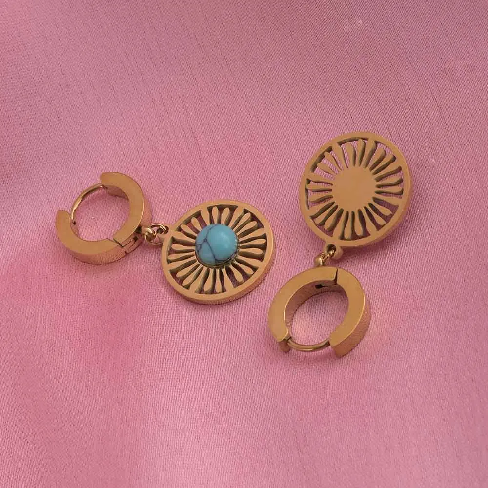 Circular Sunburst Hoop Earrings