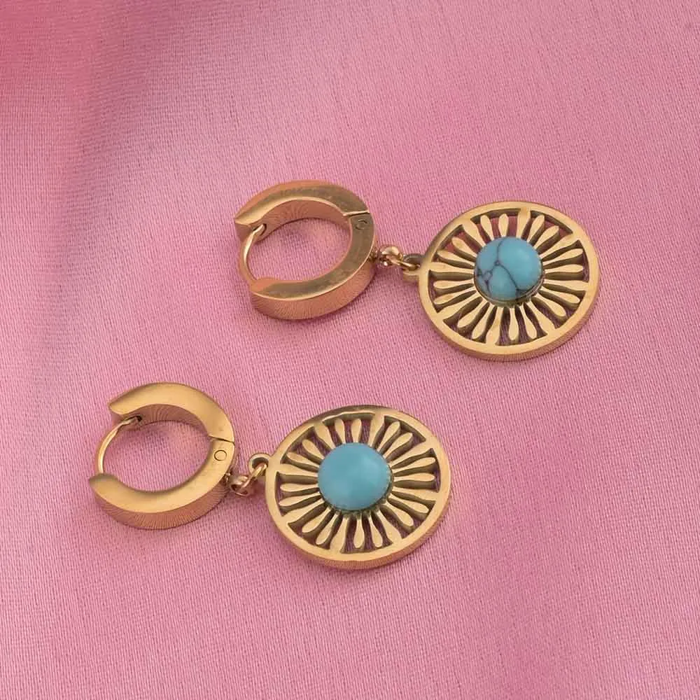 Circular Sunburst Hoop Earrings