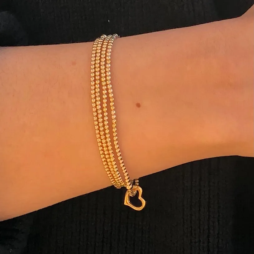 Classic Gold 2.5mm Bead Bracelet - Love Gold Charm