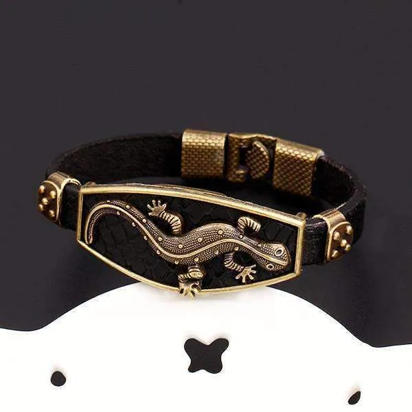 Classic Lizard Leather Cuff Bracelet