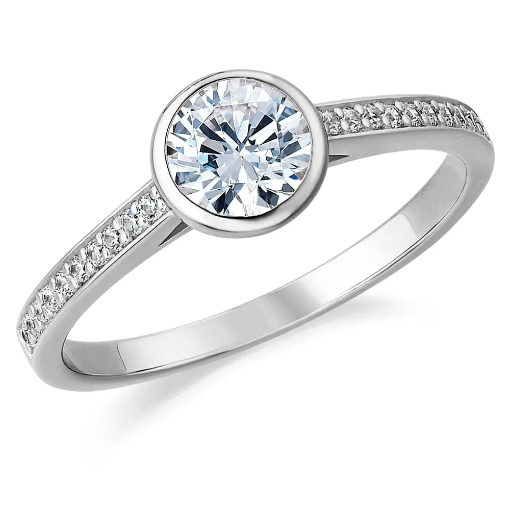 Classic Pavé Bezel Solitaire Ring