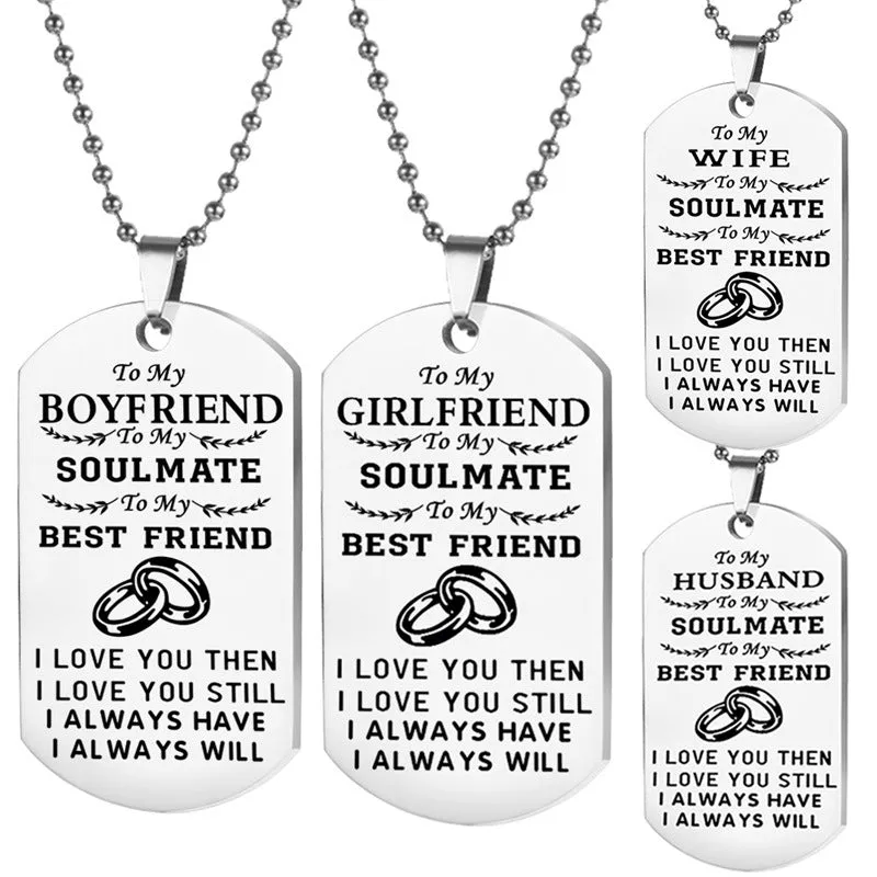 Couple Pendant Necklace Dog Tag