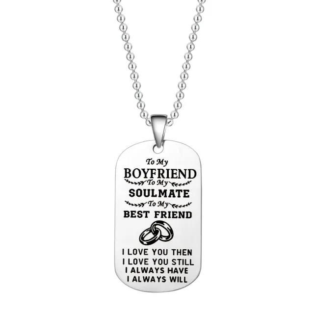 Couple Pendant Necklace Dog Tag