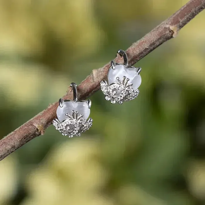 Dainty White Stone Studs