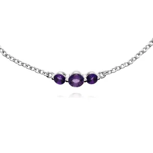 Damen Sterlingsilber Drei Stein Amethyst Rund Farbverlauf 19cm Armband