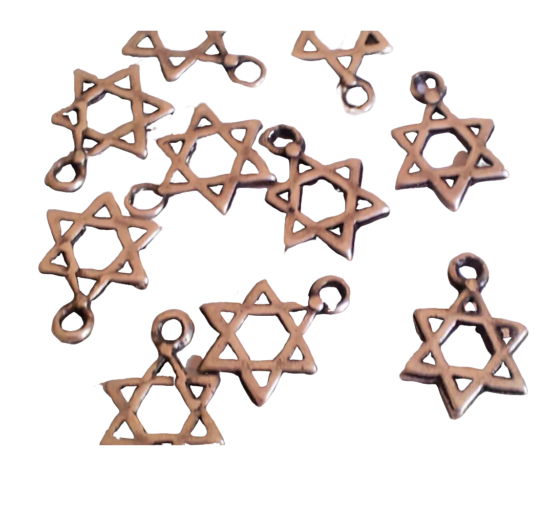 Delicate Charms for making jewels. Star of David Pendants. 10 pcs.