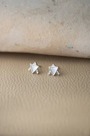 Eclectic Mother-Of-Pearl Triangle Sterling Silver Stud Earrings