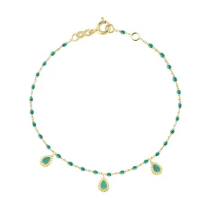 Emerald Mini 3 Lucky Cashmere Bracelet, Yellow Gold, 6.7"