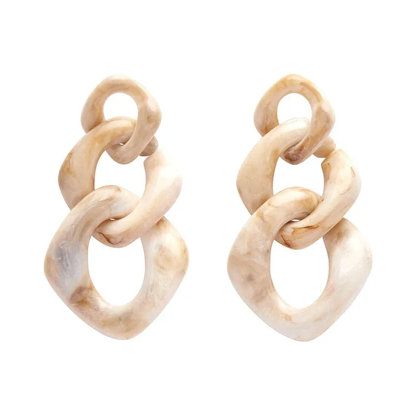 Erstwilder - Statement Marble Chain Earrings - Cream